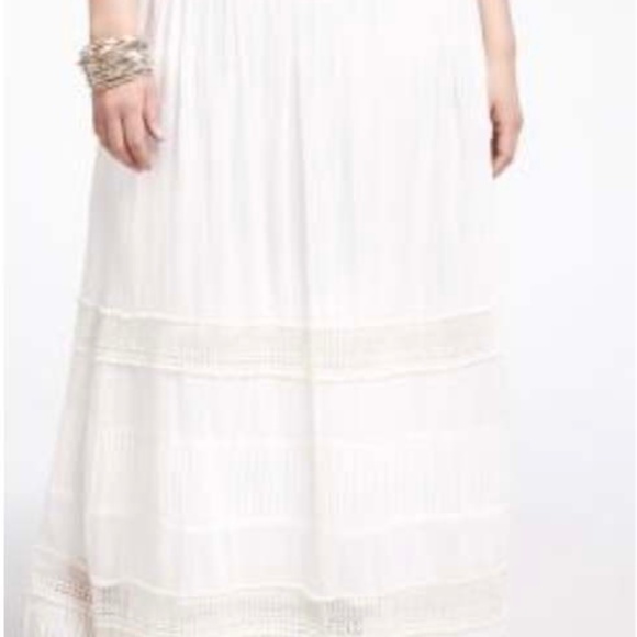 PEASANT SKIRT, LIGHT & AIRY, WINTER WHITE, SIZE 4X, CROCHET LACE DETAILS, LONG - Picture 1 of 12